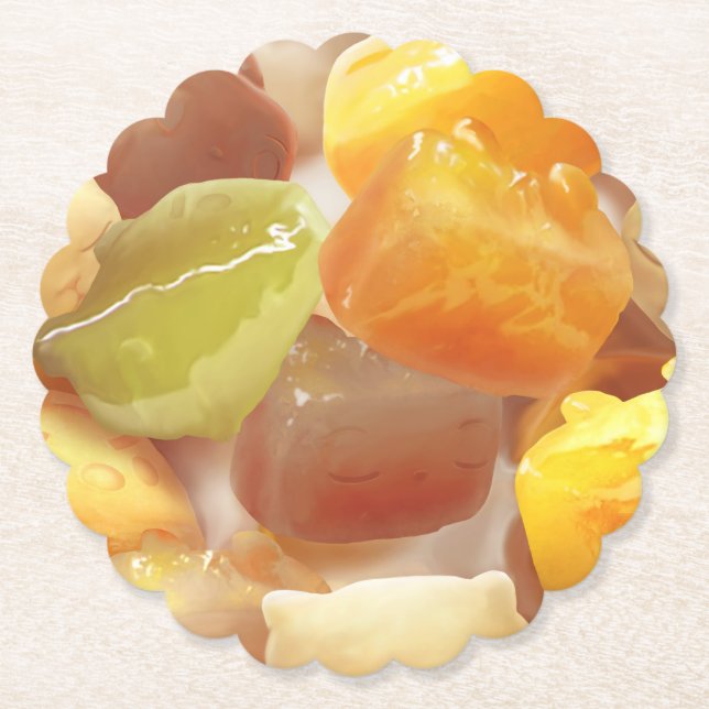 Taro Ball Dessert Illustration Paper Coaster (Front)