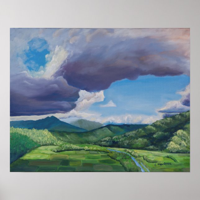 Taro Fields Hanalei Hawaii Oil Painting Poster (Front)
