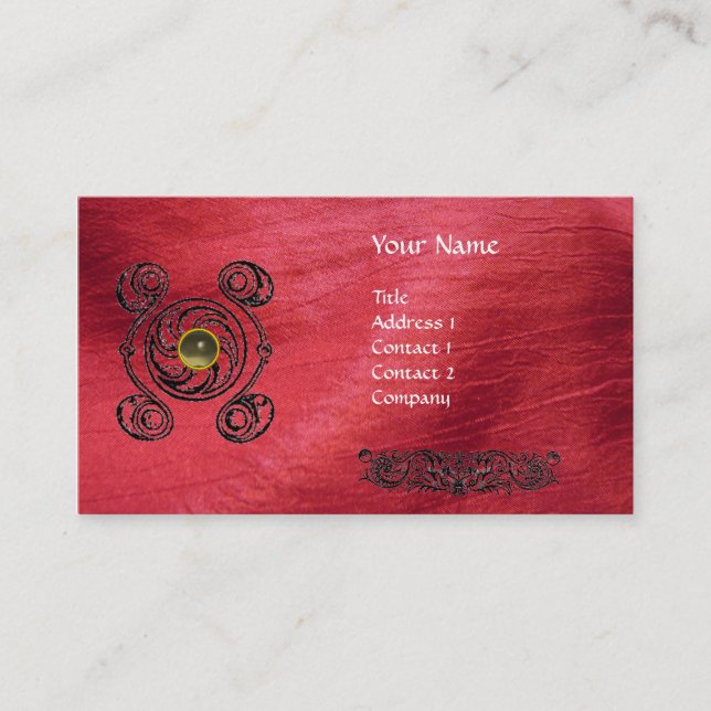 TAROT 2 monogram red silk Business Card (Front)