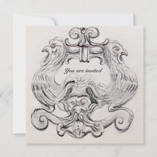 TAROT/ ANTIQUE FLORENTINE GROTESQUE Green White Invitation
