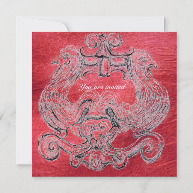 TAROT/ ANTIQUE FLORENTINE GROTESQUE Red Black Invitation (Front)