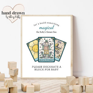 Tarot Baby Shower Frameable Blocks for Baby Sign