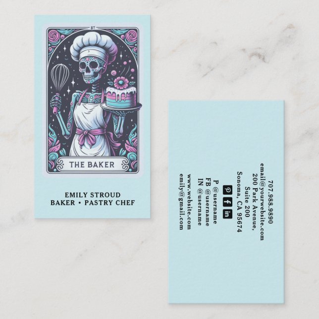 Tarot Baker Pastry Chef Dessert Caterer Business Card (Front/Back)