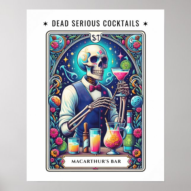 Tarot Bartender Bar Dead Serious Cocktails  Poster (Front)