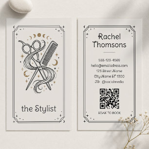 Tarot Black Celestial Manicure Minimalist Nail Business Card