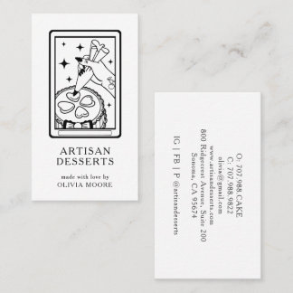 Tarot Black White Artisan Baker Dessert Caterer Business Card