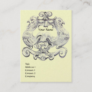 TAROT BLACK WHITE GROTESQUE DRAWING MONOGRAM Cream Business Card
