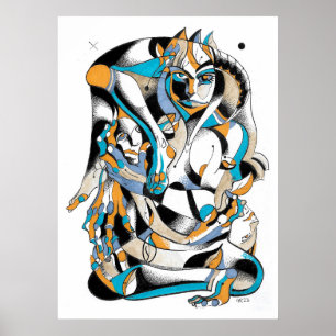 Tarot buddha ink  poster