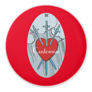 Tarot Card 3 Swords Thunder_Cove Ceramic Knob