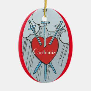 Tarot Card 3 Swords Thunder_Cove Ceramic Ornament