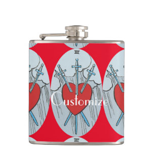 Tarot Card 3 Swords Thunder_Cove Hip Flask