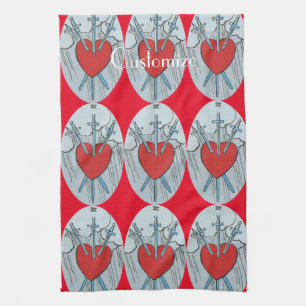Tarot Card 3 Swords Thunder_Cove Tea Towel