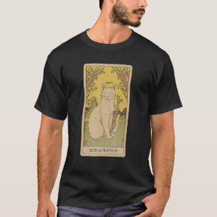 Tarot Card Ace Of Wands And Cat Cosmic Graphic Cat T-Shirt