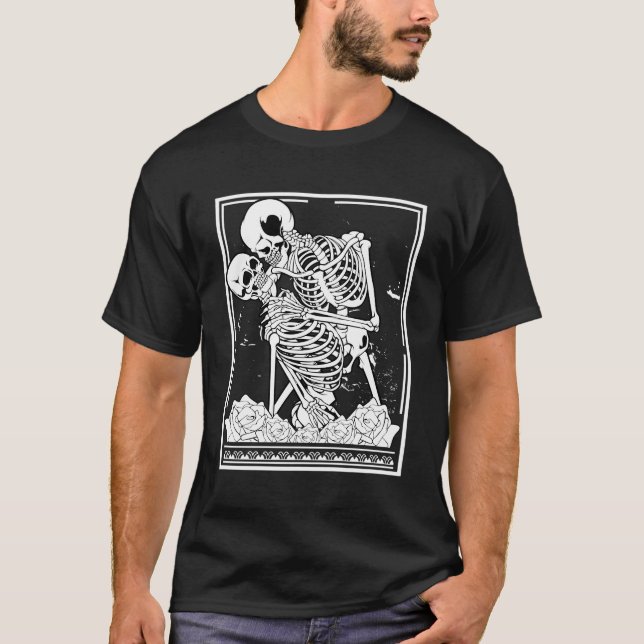 Tarot Card Astrology Skeleton Skull Horror T-Shirt (Front)