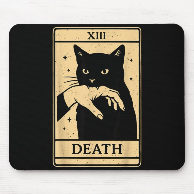 Tarot Card Black Cat Occult Witchy Black Cat Tarot Mouse Pad (Front)