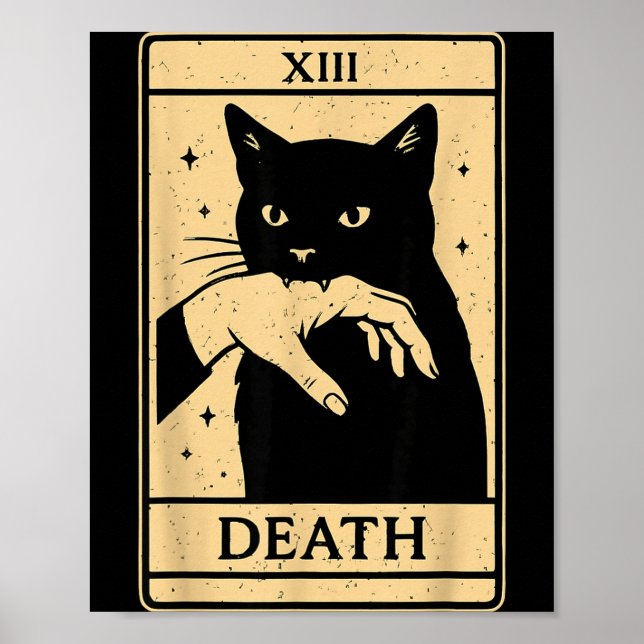 Tarot Card Black Cat Occult Witchy Black Cat Tarot Poster (Front)
