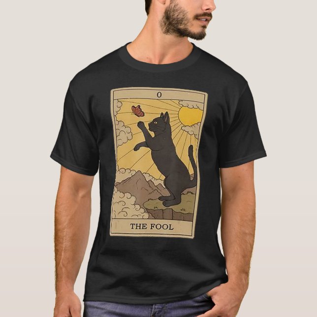 Tarot Card Cat  The Fool T-Shirt (Front)