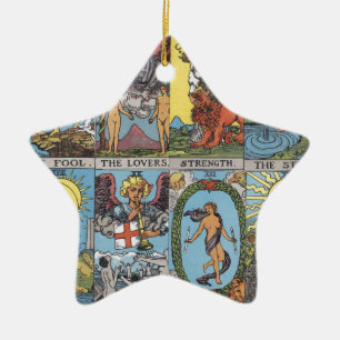 Tarot Card Collage Ceramic Tree Decoration