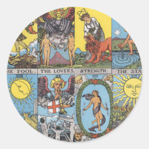 Tarot Card Collage Classic Round Sticker
