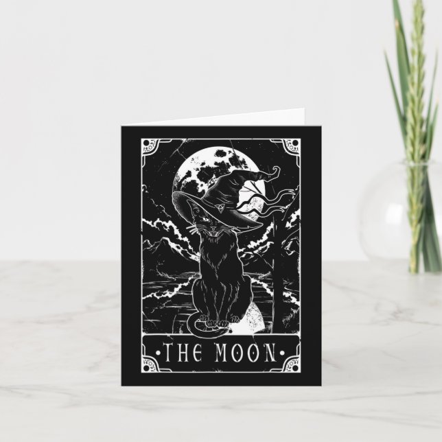 Tarot Card Crescent Moon And Black Cat Witch Hat H (Front)