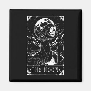 Tarot Card Crescent Moon And Black Cat Witch Hat H Magnet