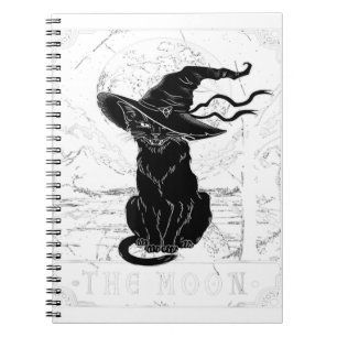Tarot Card Crescent Moon And Black Cat Witch Hat H Notebook