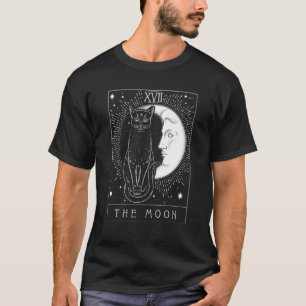 Tarot Card Crescent Moon And Black Cat Witch Hat H T-Shirt