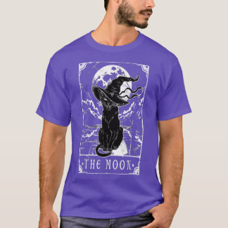 Tarot Card Crescent Moon And Black Cat Witch Hat H T-Shirt