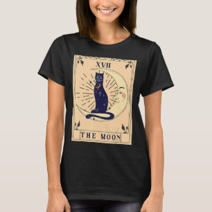 Tarot Card Crescent Moon and Cat Cosmic Graphic T-Shirt