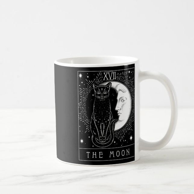 Tarot Card Crescent Moon And Cat Graphic  Coffee Mug (Right)