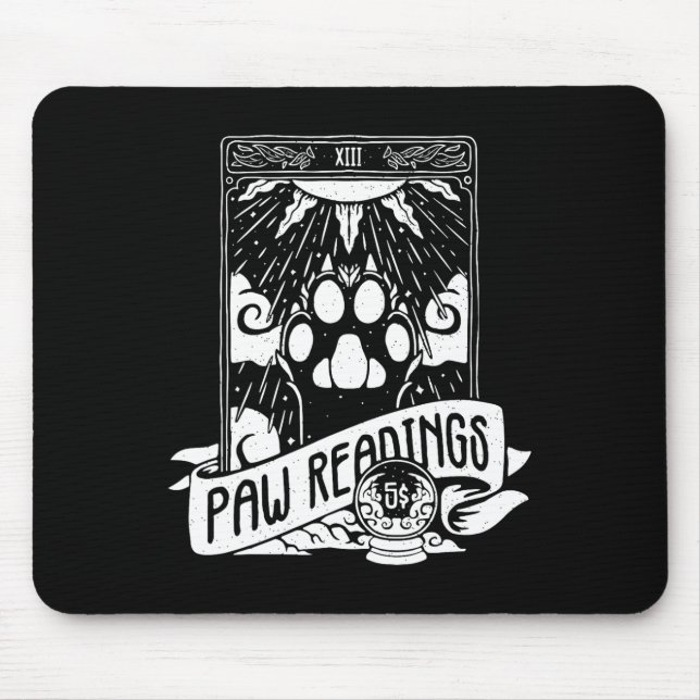 Tarot Card Crescent Moon And Cat Paw Reading  Mouse Pad (Front)