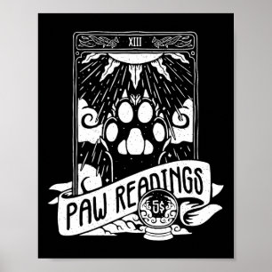 Tarot Card Crescent Moon And Cat Paw Reading  Poster