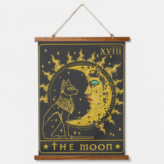 Tarot Card Crescent Moon Cleopatra And Sphynx Cat Hanging Tapestry