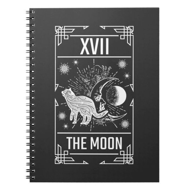 Tarot Card Crescent Moon Occult Cat Gothic Witch Notebook (Front)
