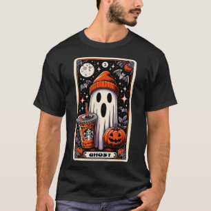 Tarot Card Cute Ghost Spooky Season Jack O Lantern T-Shirt