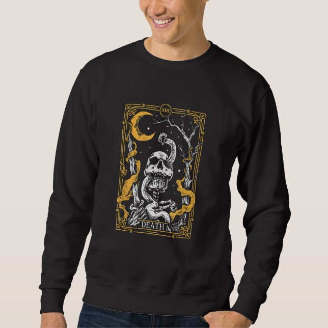 Tarot Card Death XIII Tarot Card Scary Tree Skull Sweatshirt (Front)