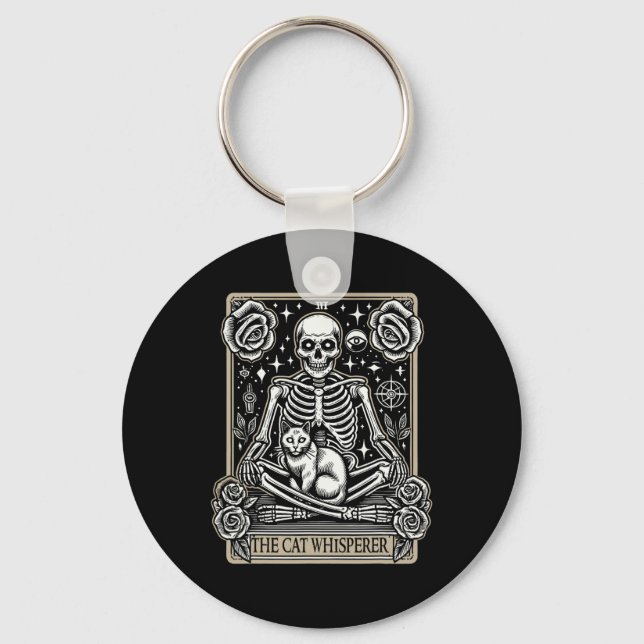 Tarot Card Emo Gothic - Occult The Cat Whisperer  Key Ring (Front)