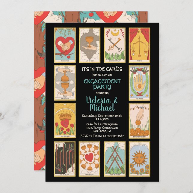 Tarot Card Engagement Party Invitations (Front/Back)