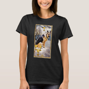Tarot Card Four of Cups And Dog Cosmic Graphic Dog T-Shirt