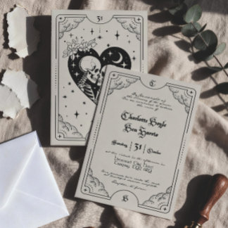 Tarot Card Gothic Wedding Invitation Cream & Black