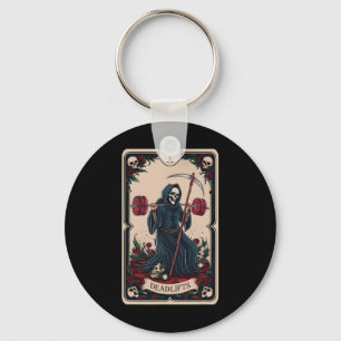 Tarot Card Grim Reaper Deadlifts Workout Gym Occul Key Ring