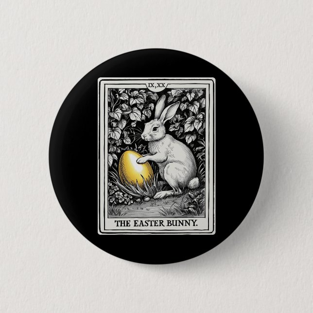 Tarot Card Happy Easter Bunny Spring Easter Egg Ea 6 Cm Round Badge (Front)