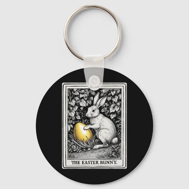 Tarot Card Happy Easter Bunny Spring Easter Egg Ea Key Ring (Front)