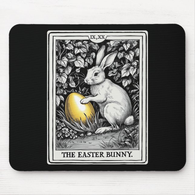 Tarot Card Happy Easter Bunny Spring Easter Egg Ea Mouse Pad (Front)