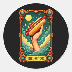 Tarot Card Hotdog Halloween Classic Round Sticker