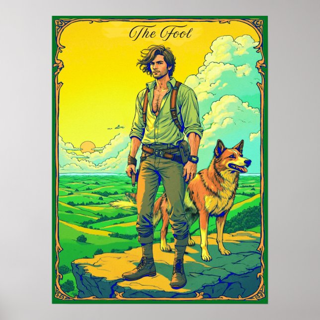 Tarot Card Illustration, The Fool Poster (Front)