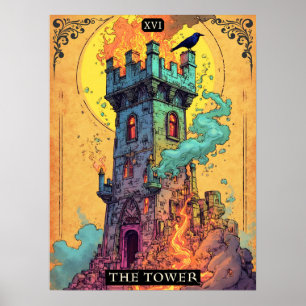 Tarot Card Illustration, The Tower Poster