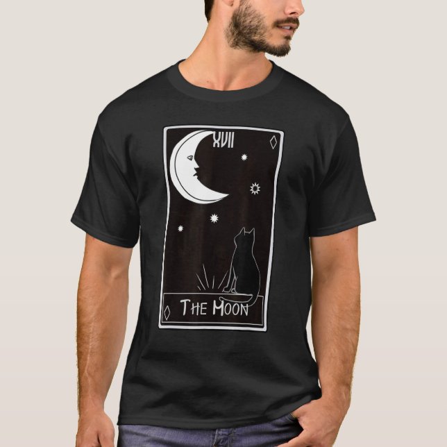 Tarot Card Moon Black Cat T-Shirt (Front)