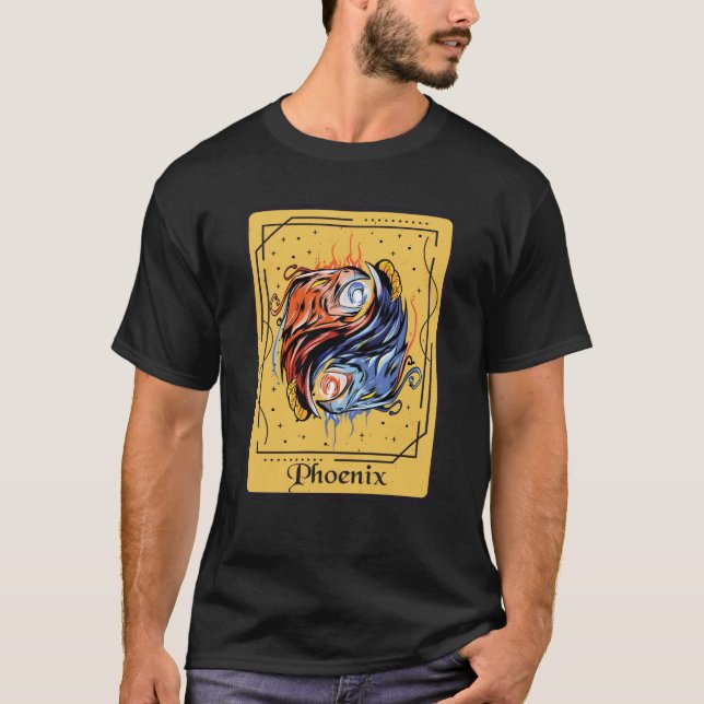 Tarot Card Phoenix Ying Yang Firebird with Fantasy T-Shirt (Front)