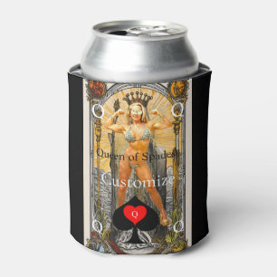 Tarot Card Queen of Spades Thunder_Cove Can Cooler